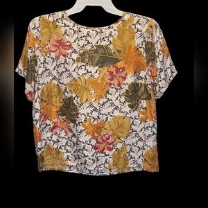Floral Print 100% Silk Women's Top